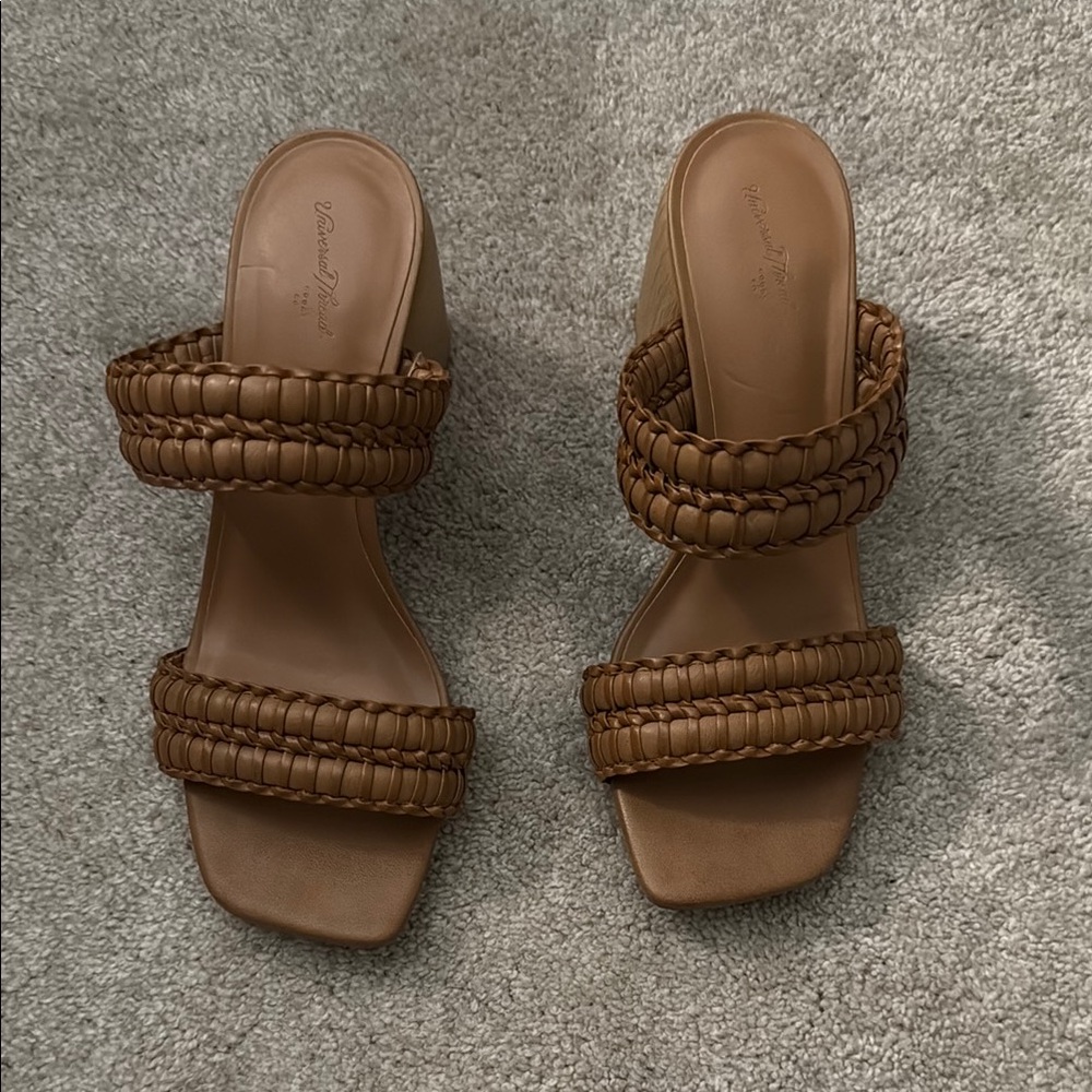 Universal Thread Brown Wedge Sandals with Braided Straps